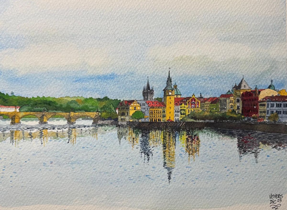 View of Prague, watercolour by Nacho Visiers