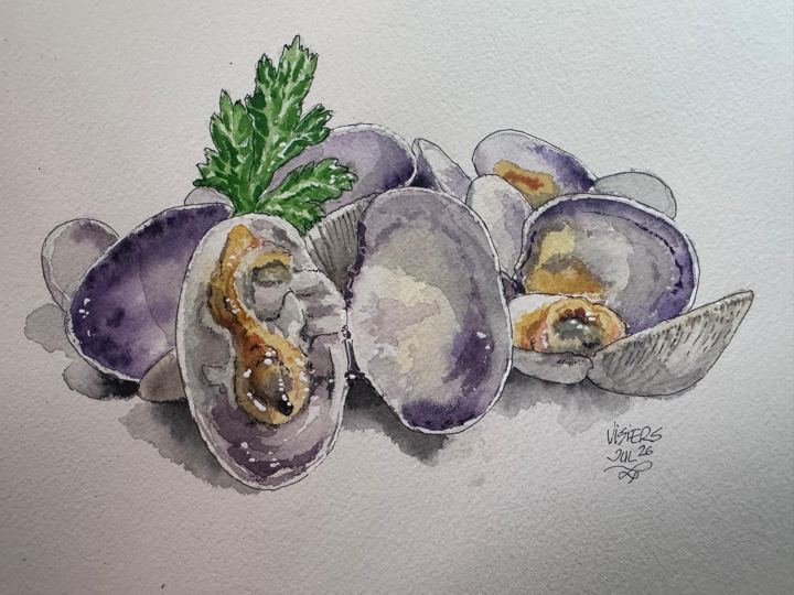 Almejas, watercolour by Nacho Visiers