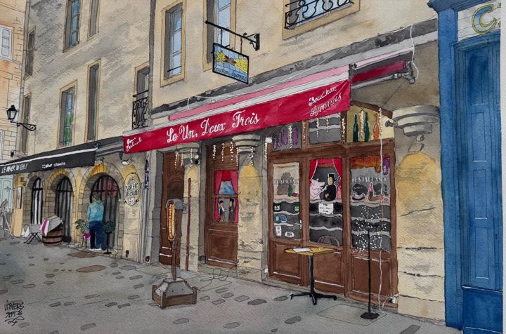 Restaurante Le Un Deux Trois, watercolour by Nacho Visiers